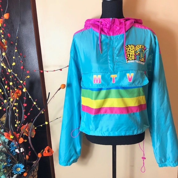 MTV Jackets & Blazers - MTV Front Pocket Multicolor Windbreaker XL NWOT